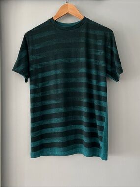 Volcom Front Stripe Aqua Green/Black Overdyed T-Shirt Men’s XL Y2K Skater Grunge